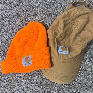 Carhartt Tan and Orange Infant Child Kids Hat Cap Set